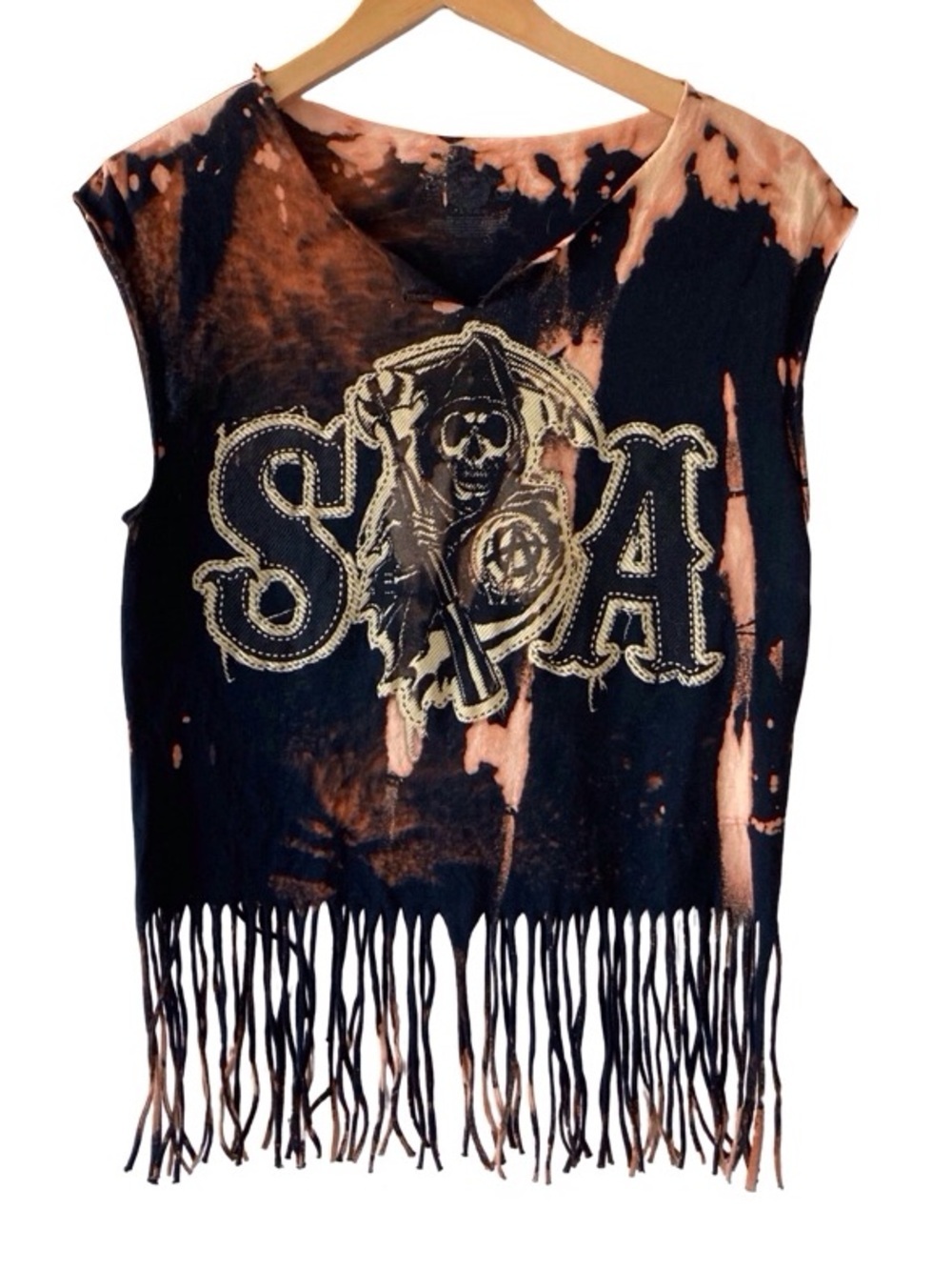 Sons of Anarchy Upcycled Fringe Tank Top | Size Small | Grunge Rock